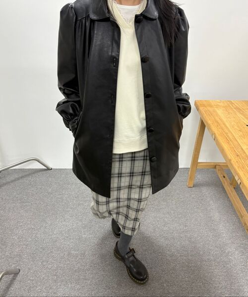 SINOON（シヌーン）の「Check H-Line Skirt (Light Grey)（スカート・レディース・ライトグレー・FREE）」の5枚目の写真