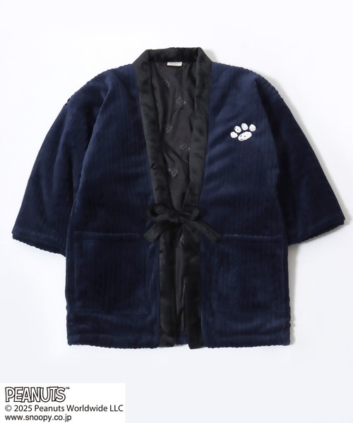 PEANUTS（ピーナッツ）の「PEANUTS SNOOPY（ピーナッツ スヌーピー）キャラクターふわもこボアフリース半纏/ちゃんちゃんこ（ガウン/バスローブ・メンズ・ネイビー系1/ネイビー系2/ホワイト×ブラック/ホワイト系その他/グレー系その他/チャコールグレー・M-L）」の14枚目の写真