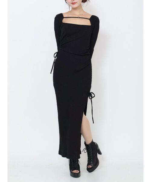 EATME(イートミー)の「カットアウトリボンデザインワンピース(ワンピース・レディース・イエロー/グレー/ブラック・FREE)」の2枚目の写真