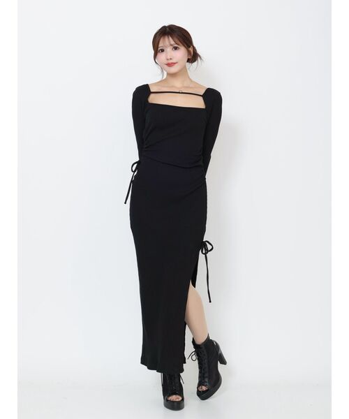 EATME(イートミー)の「カットアウトリボンデザインワンピース(ワンピース・レディース・イエロー/グレー/ブラック・FREE)」の4枚目の写真