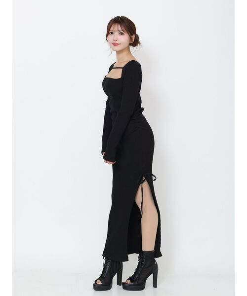 EATME(イートミー)の「カットアウトリボンデザインワンピース(ワンピース・レディース・イエロー/グレー/ブラック・FREE)」の5枚目の写真