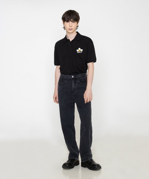 GRAVER（グレーバー）の「[ユニセックス]ゴルフフラワースマイルピケ半袖Tシャツ_ブラック（ポロシャツ・レディース・ブラック・SMALL/MEDIUM/LARGE）」の5枚目の写真