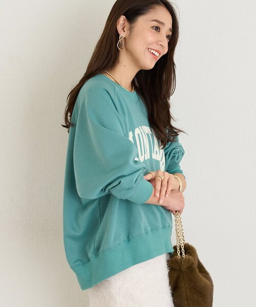 un dix cors（アンディコール）の「《大人カジュアルなムードに》ラグランロゴ裏毛ワイドプルオーバー（スウェット・レディース・グレー/オフホワイト/グリーン/ネイビー・FREE）」の4枚目の写真