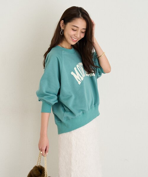 un dix cors（アンディコール）の「《大人カジュアルなムードに》ラグランロゴ裏毛ワイドプルオーバー（スウェット・レディース・グレー/オフホワイト/グリーン/ネイビー・FREE）」の5枚目の写真