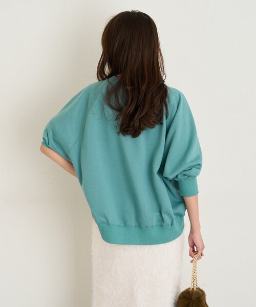 un dix cors（アンディコール）の「《大人カジュアルなムードに》ラグランロゴ裏毛ワイドプルオーバー（スウェット・レディース・グレー/オフホワイト/グリーン/ネイビー・FREE）」の6枚目の写真