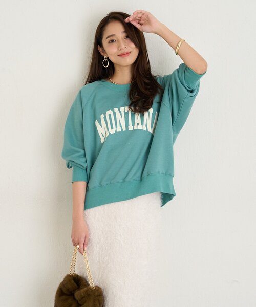 un dix cors（アンディコール）の「《大人カジュアルなムードに》ラグランロゴ裏毛ワイドプルオーバー（スウェット・レディース・グレー/オフホワイト/グリーン/ネイビー・FREE）」の7枚目の写真