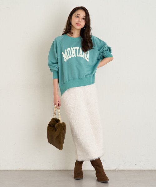 un dix cors（アンディコール）の「《大人カジュアルなムードに》ラグランロゴ裏毛ワイドプルオーバー（スウェット・レディース・グレー/オフホワイト/グリーン/ネイビー・FREE）」の8枚目の写真