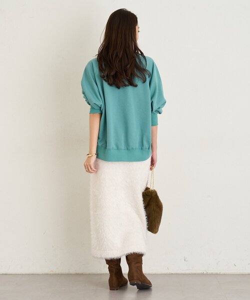 un dix cors（アンディコール）の「《大人カジュアルなムードに》ラグランロゴ裏毛ワイドプルオーバー（スウェット・レディース・グレー/オフホワイト/グリーン/ネイビー・FREE）」の10枚目の写真
