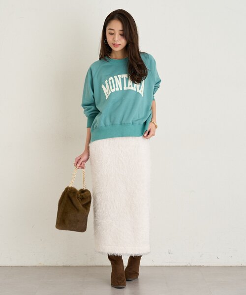 un dix cors（アンディコール）の「《大人カジュアルなムードに》ラグランロゴ裏毛ワイドプルオーバー（スウェット・レディース・グレー/オフホワイト/グリーン/ネイビー・FREE）」の11枚目の写真