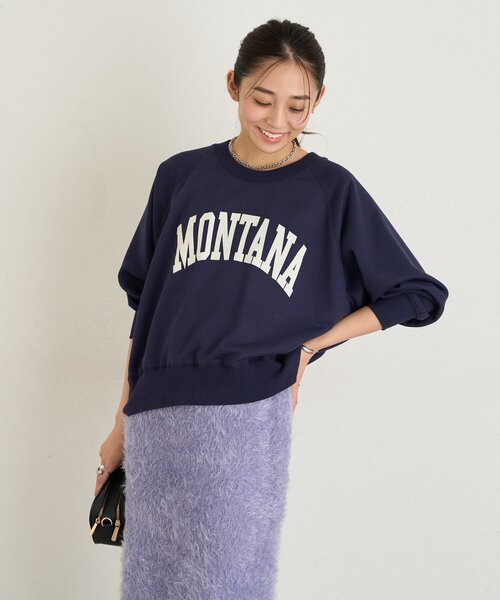 un dix cors（アンディコール）の「《大人カジュアルなムードに》ラグランロゴ裏毛ワイドプルオーバー（スウェット・レディース・グレー/オフホワイト/グリーン/ネイビー・FREE）」の15枚目の写真