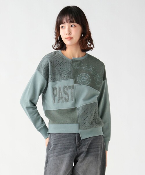 BEAMS HEART（ビームスハート）の「レース×プリント パッチワーク スウェット（スウェット・レディース・グリーン/ホワイト系その他5/ブラック・FREE）」の3枚目の写真