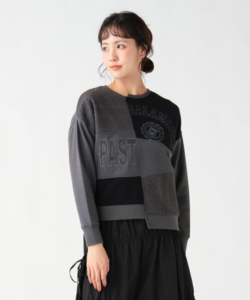 BEAMS HEART（ビームスハート）の「レース×プリント パッチワーク スウェット（スウェット・レディース・グリーン/ホワイト系その他5/ブラック・FREE）」の2枚目の写真