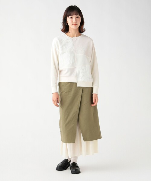 BEAMS HEART（ビームスハート）の「レース×プリント パッチワーク スウェット（スウェット・レディース・グリーン/ホワイト系その他5/ブラック・FREE）」の5枚目の写真