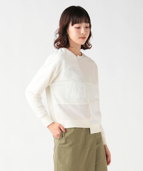 BEAMS HEART（ビームスハート）の「レース×プリント パッチワーク スウェット（スウェット・レディース・グリーン/ホワイト系その他5/ブラック・FREE）」の6枚目の写真