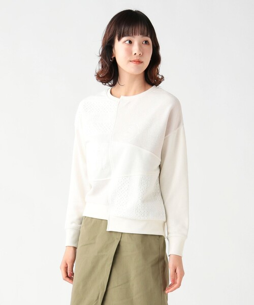 BEAMS HEART（ビームスハート）の「レース×プリント パッチワーク スウェット（スウェット・レディース・グリーン/ホワイト系その他5/ブラック・FREE）」の7枚目の写真