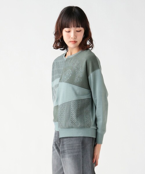 BEAMS HEART（ビームスハート）の「レース×プリント パッチワーク スウェット（スウェット・レディース・グリーン/ホワイト系その他5/ブラック・FREE）」の15枚目の写真
