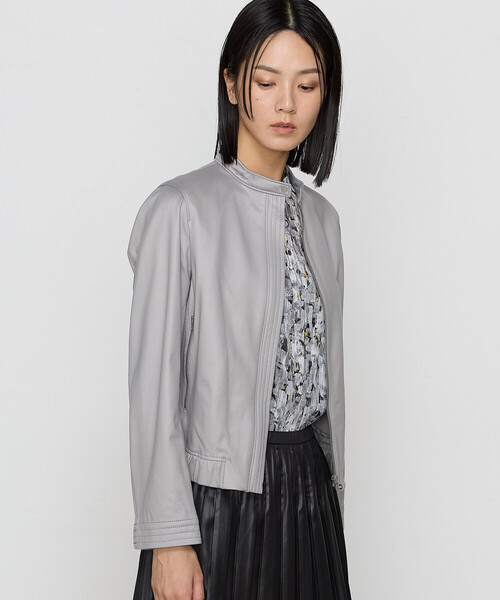 K.T KIYOKO TAKASE（キヨコタカセ）の「〔 Sサイズ 〕 ポンチエンボス シングルジャケット（ライダースジャケット・レディース・グレー・5号）」の14枚目の写真