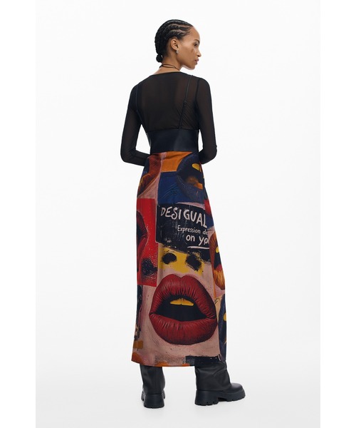 Desigual（デシグアル）の「グラフィック リサイクル ドレス　結婚式 二次会 フォーマル（ワンピース・レディース・ブラック・XS/S/M/L/XL）」の3枚目の写真