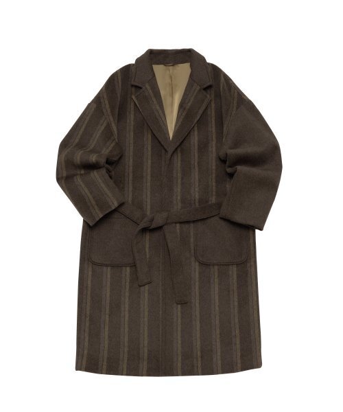 A NOTHING(アナッシング)の「STRIPE COMBINATION WOOL ROBE COAT (Brown)(チェスターコート・メンズ・その他・SMALL)」の1枚目の写真