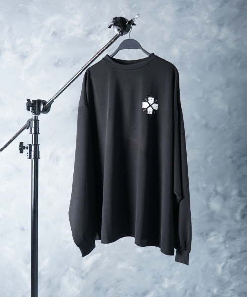 NOIZY(ノイジー)の「Encounter Logo T/Crosskey Logo T / オーバーサイズ ワイドスリーブ 長袖 ゲーム プリント グラフィックデザイン ロンT(Tシャツ/カットソー・メンズ・Black/ブラウン/ブルー/ブラック系その他/グレー系その他/グレー・LARGE/MEDIUM)」の2枚目の写真