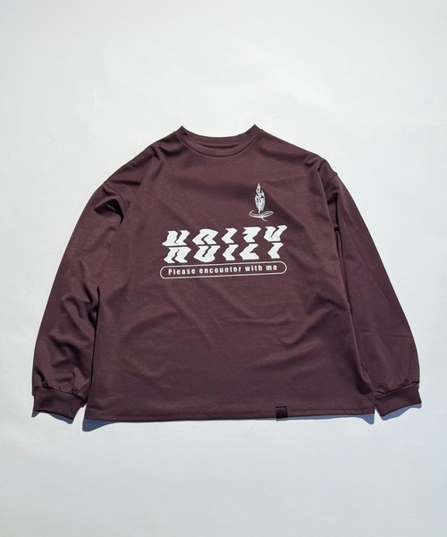 NOIZY(ノイジー)の「Encounter Logo T/Crosskey Logo T / オーバーサイズ ワイドスリーブ 長袖 ゲーム プリント グラフィックデザイン ロンT(Tシャツ/カットソー・メンズ・Black/ブラウン/ブルー/ブラック系その他/グレー系その他/グレー・LARGE/MEDIUM)」の5枚目の写真