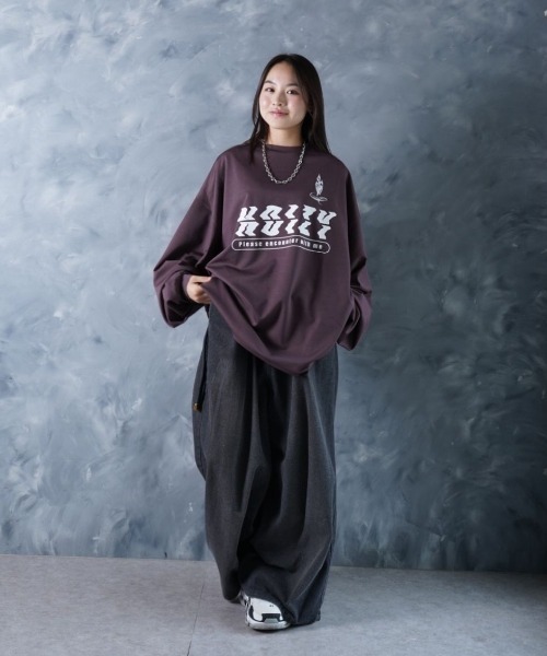 NOIZY(ノイジー)の「Encounter Logo T/Crosskey Logo T / オーバーサイズ ワイドスリーブ 長袖 ゲーム プリント グラフィックデザイン ロンT(Tシャツ/カットソー・メンズ・Black/ブラウン/ブルー/ブラック系その他/グレー系その他/グレー・LARGE/MEDIUM)」の22枚目の写真