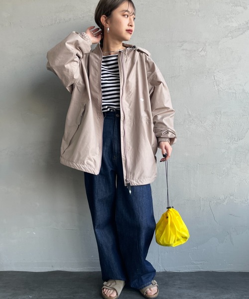 DANTON（ダントン）の「[DANTON/ダントン] ショート丈 フード付きナイロンジャケット（ブルゾン・レディース・ピンク/グレイッシュベージュ/ブラック・L/M/XL）」の4枚目の写真