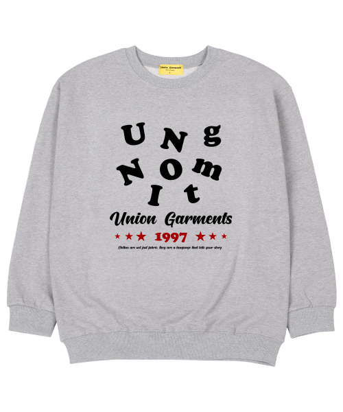 Union Garments(ユニオンガーメンツ)の「アルファベットロゴ 裏毛 オーバーサイズ スウェット グレー(スウェット・レディース・その他・MEDIUM/LARGE/X-LARGE/XX-LARGE)」の1枚目の写真