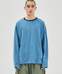 BALLUTE（バリュート）の「MICRO STRIPE LONG SLEEVE (BLUE)（Tシャツ/カットソー）」