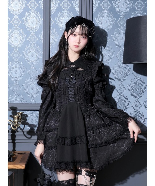 ゴシックドレッシーデコルテクロスセットアップ（ワンピース）｜NOEMIE