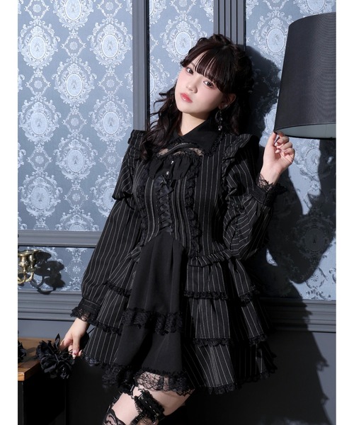 ゴシックドレッシーデコルテクロスセットアップ（ワンピース）｜NOEMIE