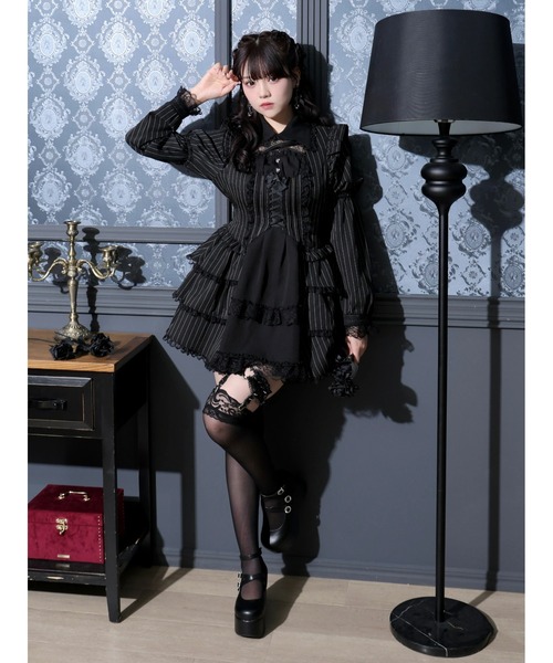 ゴシックドレッシーデコルテクロスセットアップ（ワンピース）｜NOEMIE