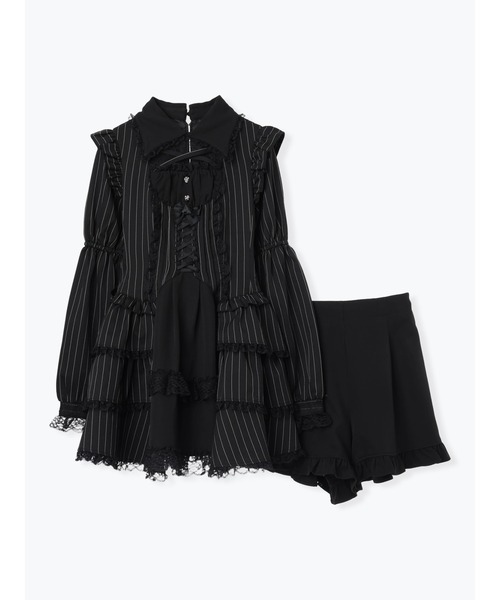 ゴシックドレッシーデコルテクロスセットアップ（ワンピース）｜NOEMIE