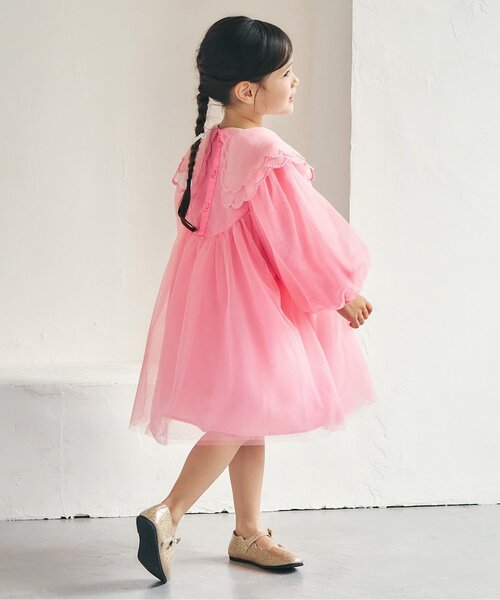 apres les cours(アプレレクール)の「スカラップ衿チュールワンピース_アプレレクールマシェリ(ワンピース・キッズ・ピンク/サックスブルー・80/90/100/110/120/130)」の18枚目の写真