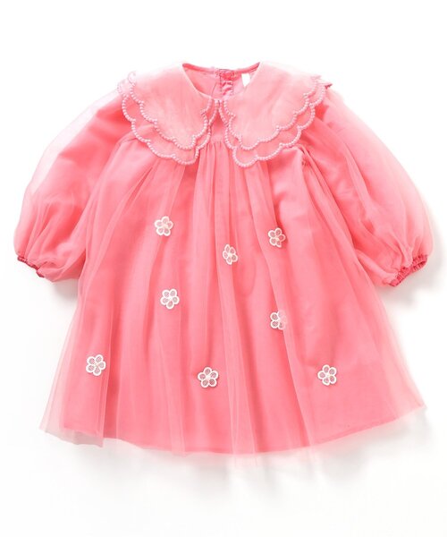 apres les cours(アプレレクール)の「スカラップ衿チュールワンピース_アプレレクールマシェリ(ワンピース・キッズ・ピンク/サックスブルー・80/90/100/110/120/130)」の6枚目の写真