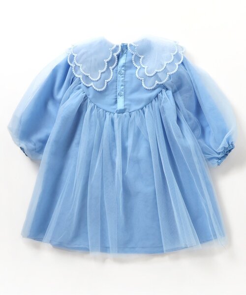 apres les cours(アプレレクール)の「スカラップ衿チュールワンピース_アプレレクールマシェリ(ワンピース・キッズ・ピンク/サックスブルー・80/90/100/110/120/130)」の11枚目の写真