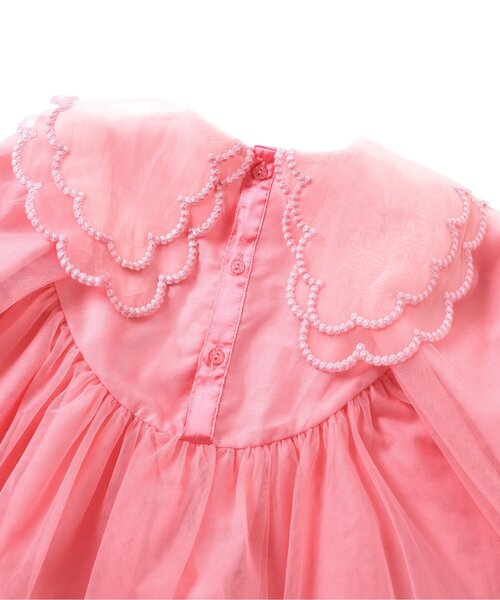 apres les cours(アプレレクール)の「スカラップ衿チュールワンピース_アプレレクールマシェリ(ワンピース・キッズ・ピンク/サックスブルー・80/90/100/110/120/130)」の13枚目の写真
