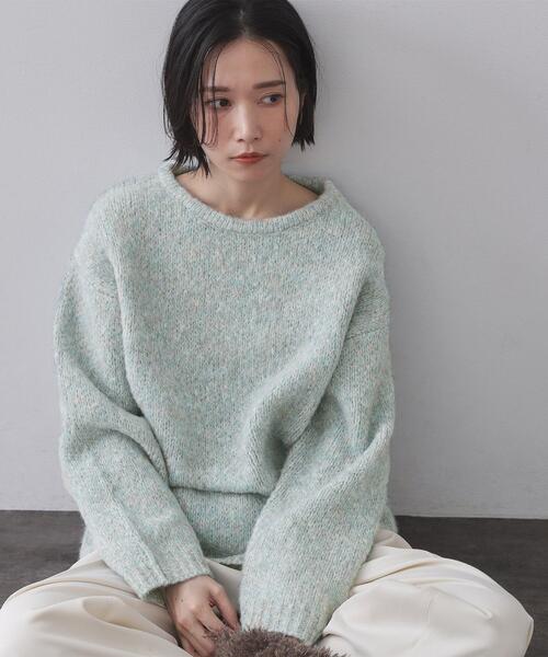 OPAQUE.CLIP（オペークドットクリップ）の「カラーMIXリラクシーミドルゲージニット【洗濯機OK】（ニット/セーター・レディース・ピンク系その他/アイボリー系3/サックスブルー系3・00）」の2枚目の写真