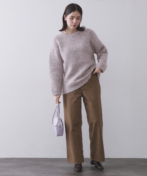 OPAQUE.CLIP（オペークドットクリップ）の「カラーMIXリラクシーミドルゲージニット【洗濯機OK】（ニット/セーター・レディース・ピンク系その他/アイボリー系3/サックスブルー系3・00）」の9枚目の写真