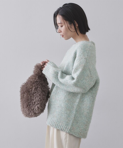 OPAQUE.CLIP（オペークドットクリップ）の「カラーMIXリラクシーミドルゲージニット【洗濯機OK】（ニット/セーター・レディース・ピンク系その他/アイボリー系3/サックスブルー系3・00）」の12枚目の写真