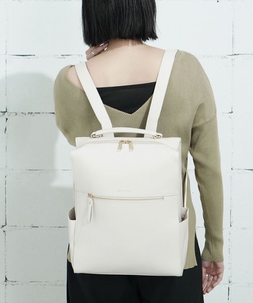 Legato Largo(レガートラルゴ)の「"02"≪Legato Largo≫Bright/ブライト 6ポケット/11L リュック(バックパック/リュック・レディース・ライトグレー/モカ/ブラック/アイボリー・ONE SIZE)」の12枚目の写真