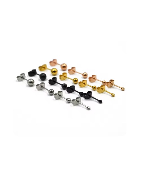 Rennet(レネット)の「【金属アレルギー対応 】 ステンレス シンプルボールピアス(ピアス(両耳用)・レディース・ピンクゴールド/シルバー/ゴールド/ブラック・XX-SMALL/X-SMALL/MEDIUM/SMALL)」の7枚目の写真