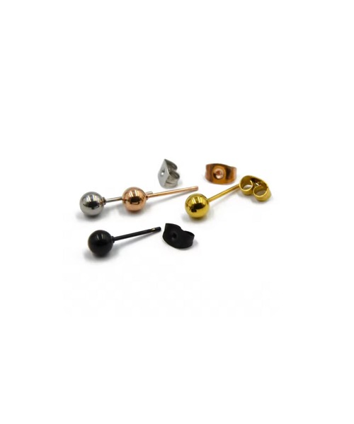 Rennet(レネット)の「【金属アレルギー対応 】 ステンレス シンプルボールピアス(ピアス(両耳用)・レディース・ピンクゴールド/シルバー/ゴールド/ブラック・XX-SMALL/X-SMALL/MEDIUM/SMALL)」の9枚目の写真