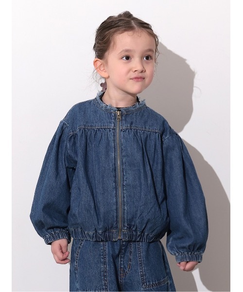 Ocean&Ground（オーシャン&グラウンド）の「ノーカラーフリルデニムJKT（デニムジャケット・キッズ・ライトブルー/ダークブルー・110/100/140/130/120）」の3枚目の写真