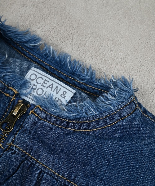 Ocean&Ground（オーシャン&グラウンド）の「ノーカラーフリルデニムJKT（デニムジャケット・キッズ・ライトブルー/ダークブルー・110/100/140/130/120）」の11枚目の写真