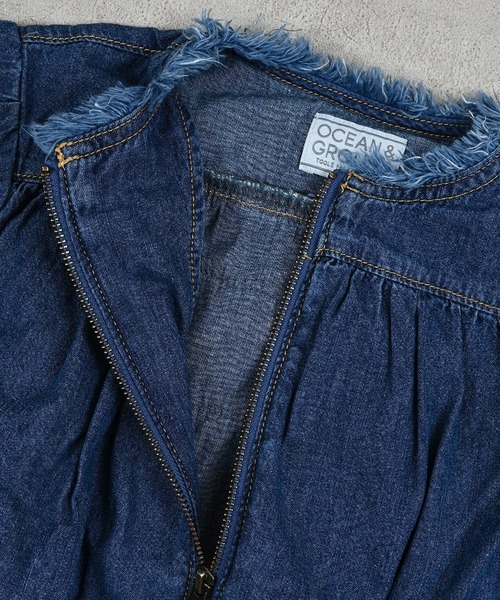 Ocean&Ground（オーシャン&グラウンド）の「ノーカラーフリルデニムJKT（デニムジャケット・キッズ・ライトブルー/ダークブルー・110/100/140/130/120）」の12枚目の写真