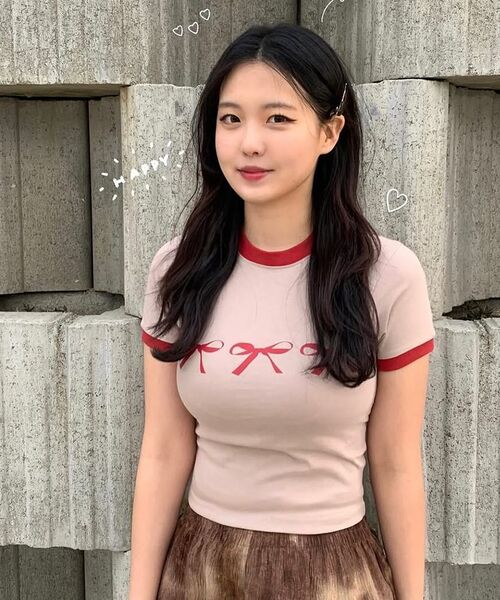 NCOVER(エヌカバー)の「トリプルリボンリンガーTシャツベージュ(Tシャツ/カットソー・レディース・その他・FREE)」の4枚目の写真