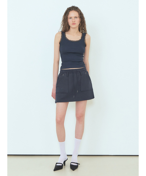 ETMON(エトモン)の「Pocket Rivet Mini Skirt Navy(スカート・レディース・その他・FREE)」の4枚目の写真