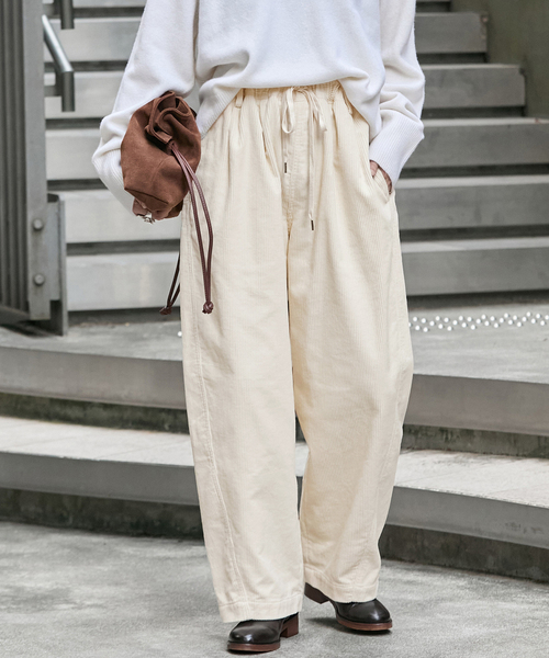 JOURNAL STANDARD(ジャーナルスタンダード)の「《追加2》Corduroy Barrel イージーパンツ(その他パンツ・レディース・アイボリー/ブラウン・36/38)」の1枚目の写真