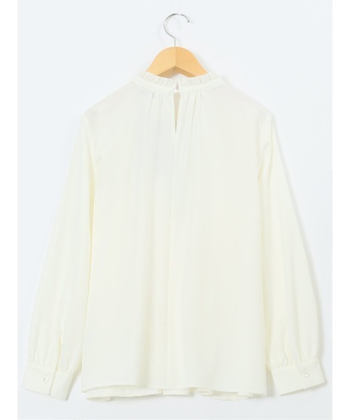 m.f.editorial（エムエフエディトリアル）の「【ストレッチ イージーケア】m.f.エディトリアル レディース 前身プリーツ リボン 長袖プルオーバーブラウス（シャツ/ブラウス・レディース・ネイビー/アイボリー・MEDIUM/LARGE）」の11枚目の写真